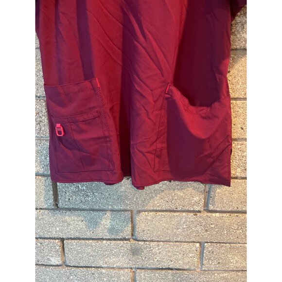 Carhartt Burgundy Womens Medical Scrub Top XL W/ Pockets & Utility Loop - Picture 6 of 7